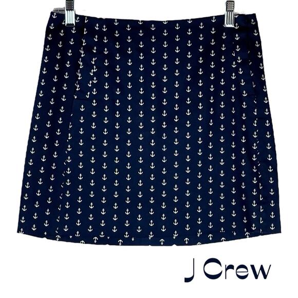 J Crew Navy With White Anchors Vacation Cruise Sailing Skirt NWOT Size 0 - Picture 1 of 10